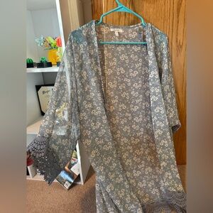 Maurices Blue and White Floral Cardigan